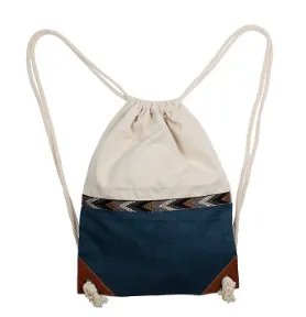 DRAWSTRING BACKPACK "DENIM & NATURAL"