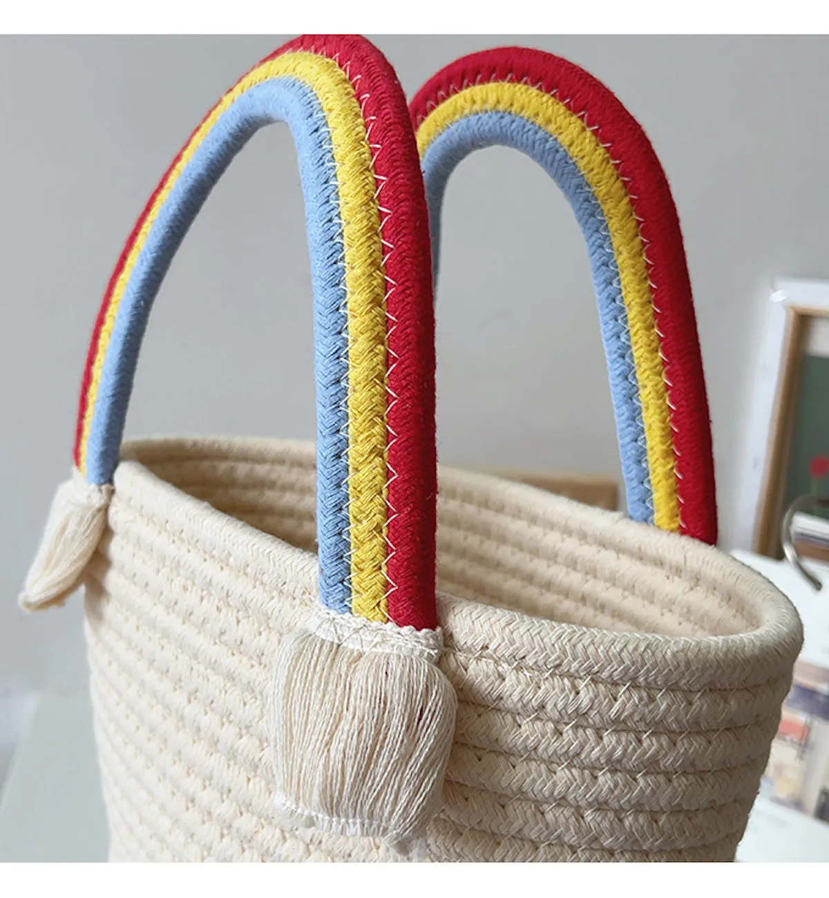 Elena Handbags Knit Rainbow Basket Bag