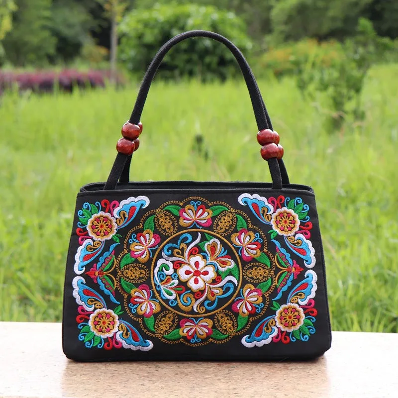 Ethnic Style Bag with Double-sided Embroidery and Canvas Small Bag for Women's Double-layer Handbag Casual Trend Retro