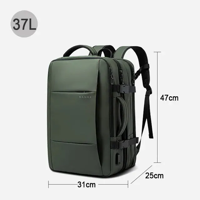 Expandable Business Travel Backpack with USB - Waterproof & Stylish