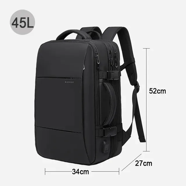 Expandable Business Travel Backpack with USB - Waterproof & Stylish