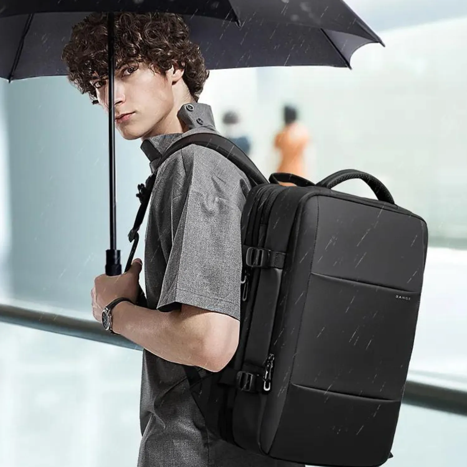 Expandable Business Travel Backpack with USB - Waterproof & Stylish