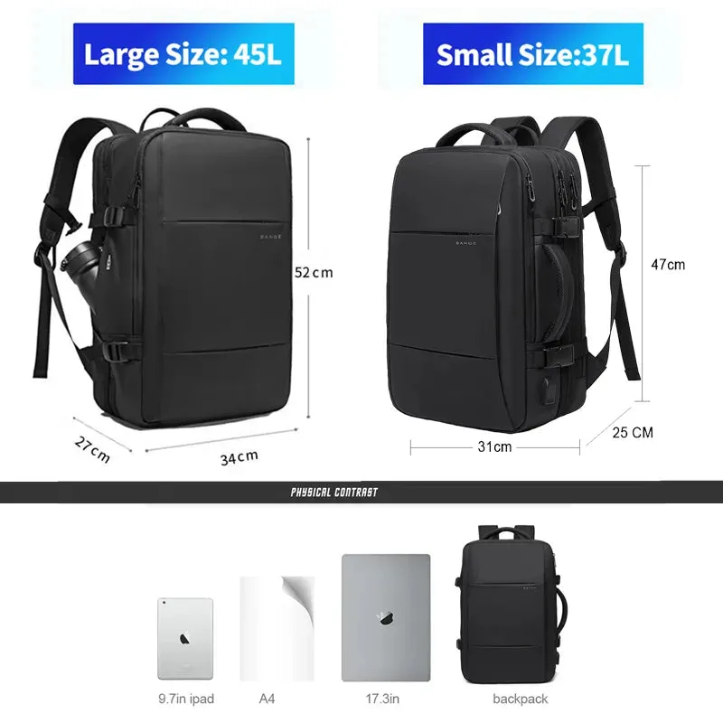 Expandable Business Travel Backpack with USB - Waterproof & Stylish