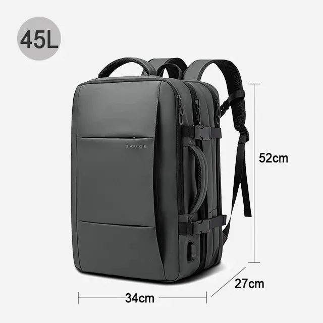 Expandable Business Travel Backpack with USB - Waterproof & Stylish