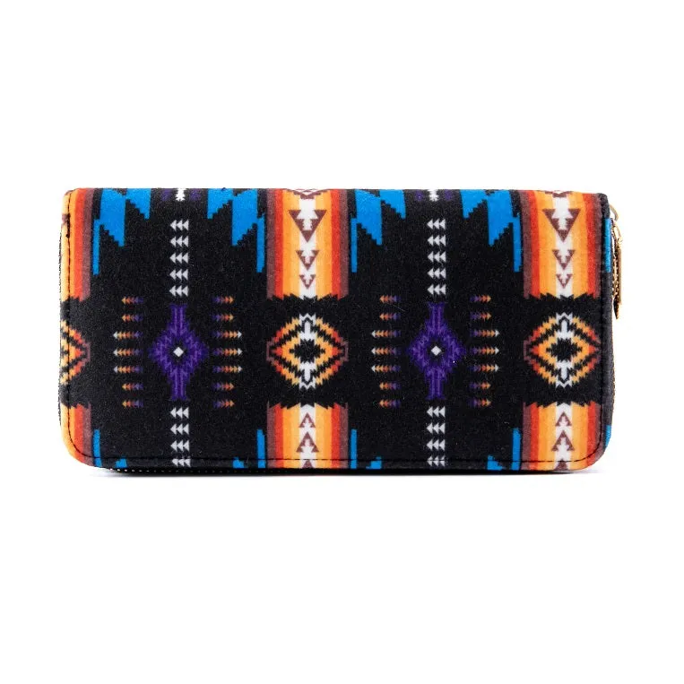 Fleece Printed Wallet W/ Zipper