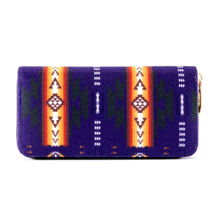 Fleece Printed Wallet W/ Zipper