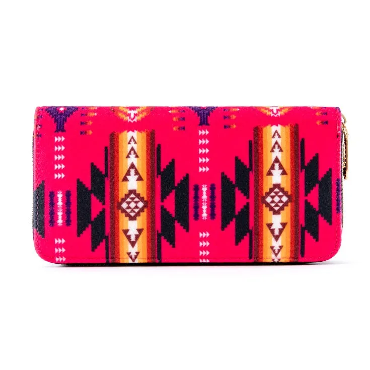 Fleece Printed Wallet W/ Zipper