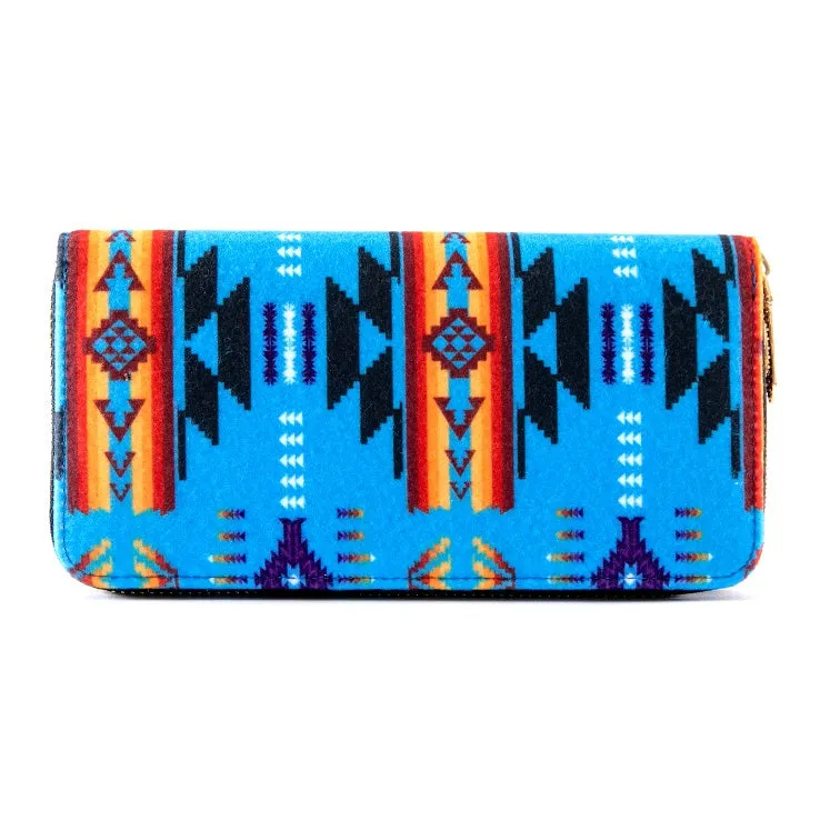 Fleece Printed Wallet W/ Zipper