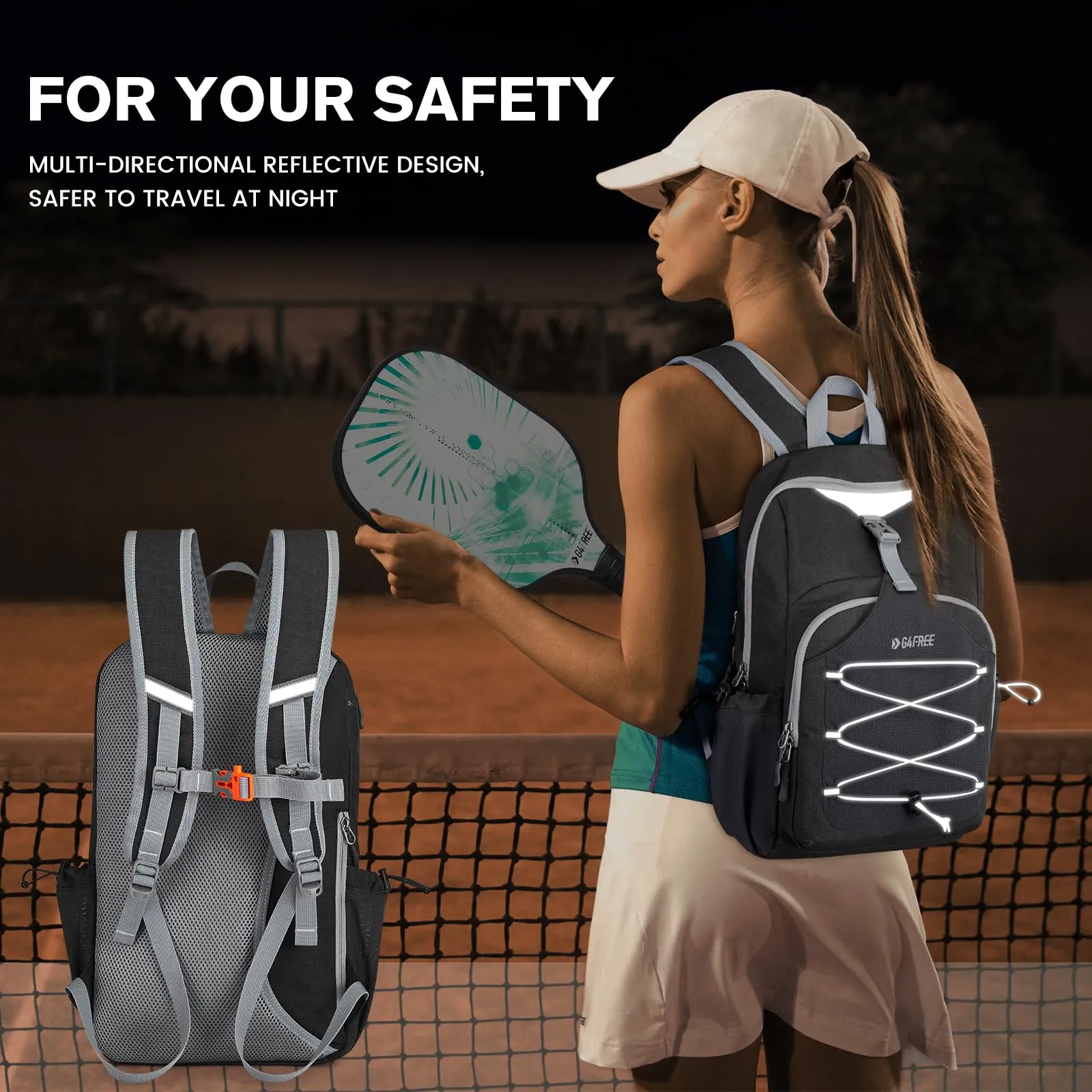 G4Free Pickleball Backpack Fits 2 to 4 Paddles