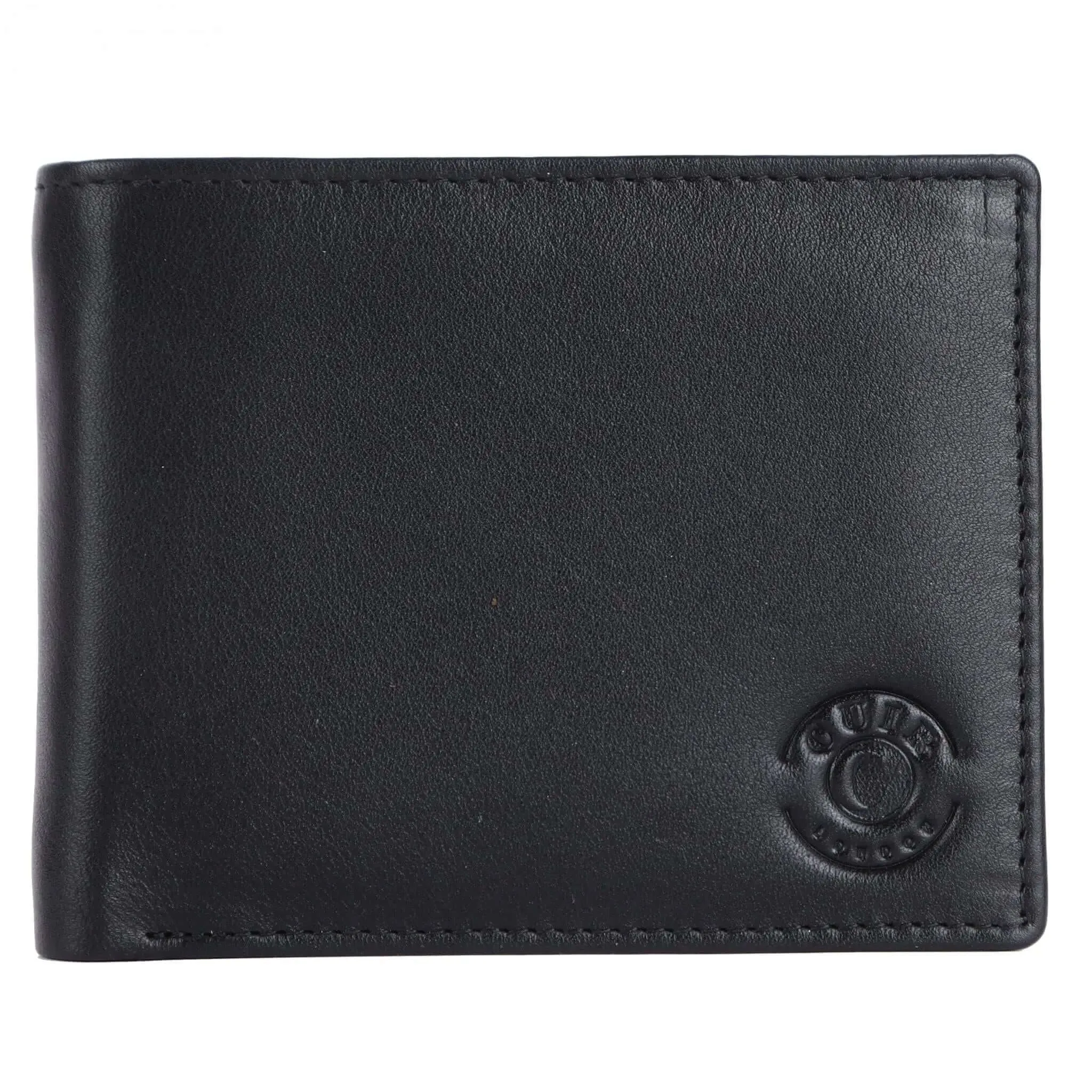 Genuine Black Leather RFID Wallet | 11.5x9 cm | 7 Card Slots