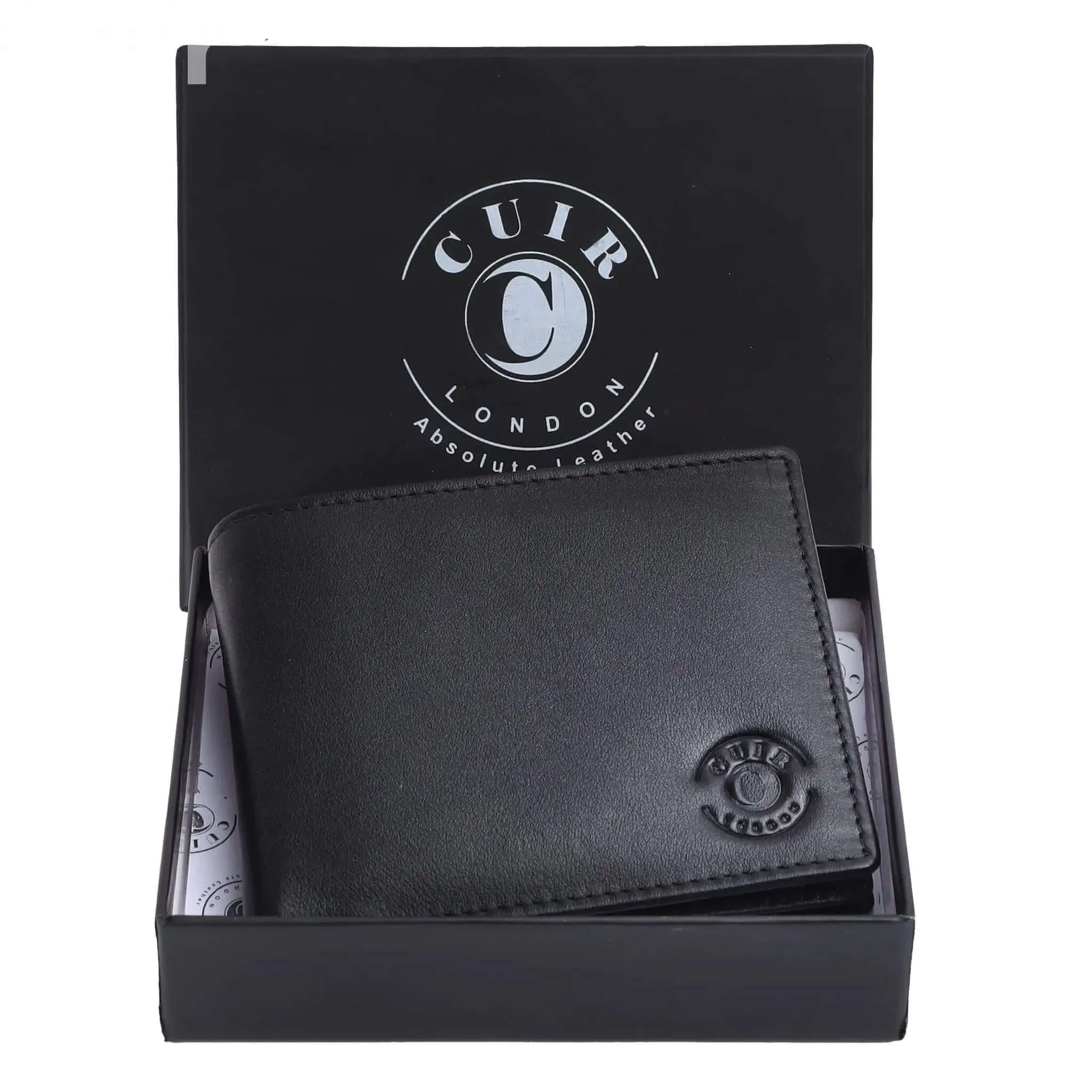 Genuine Black Leather RFID Wallet | 11.5x9 cm | 7 Card Slots