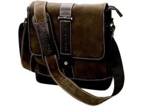 Genuine Leather Messenger Bag Wit Contrast Trim