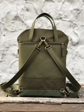 Green Two Toned Traveller Backpack, Vegan Cross Body Bag | Aris Bags