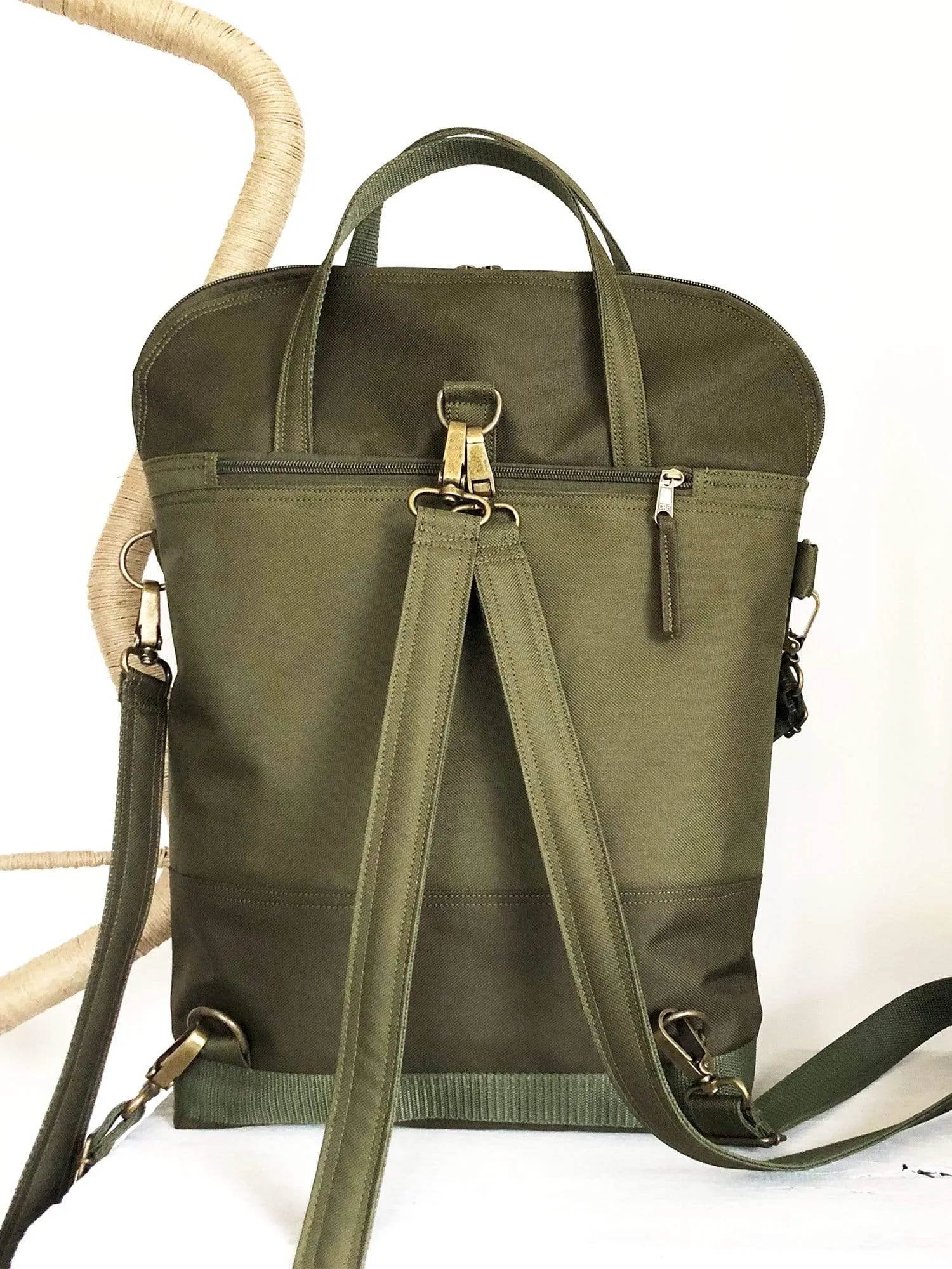 Green Two Toned Traveller Backpack, Vegan Cross Body Bag | Aris Bags