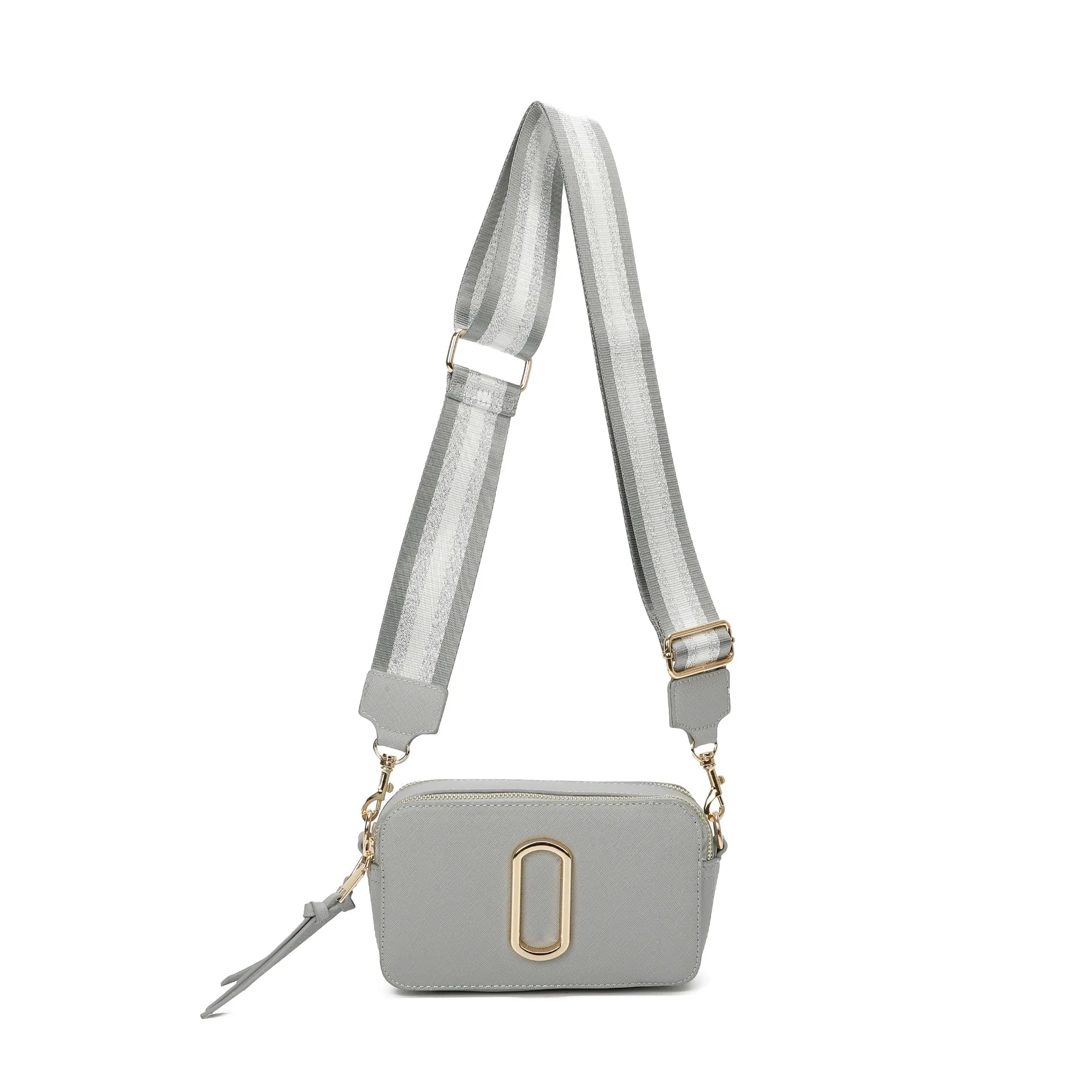 GREY GOLD LOGO CROSS BODY BAG