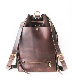 Grizzly Brown Leather Backpack Purse