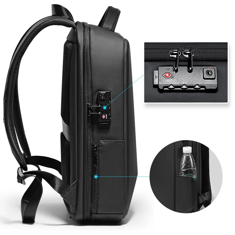 Hard Shell Backpack with Lock USB Charging Port Waterproof 15.6inch School Backpacks Travel Bag