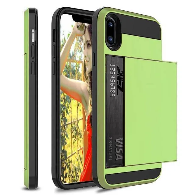 Hybrid Armour Case for iPhone Wallet Case Card Holder