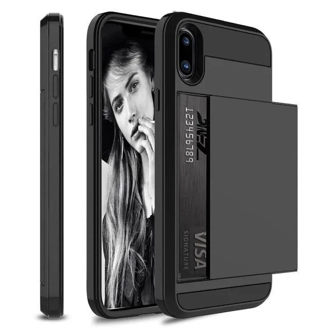 Hybrid Armour Case for iPhone Wallet Case Card Holder