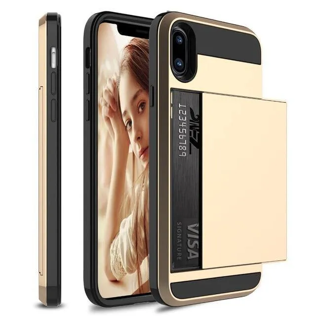 Hybrid Armour Case for iPhone Wallet Case Card Holder