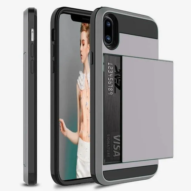 Hybrid Armour Case for iPhone Wallet Case Card Holder