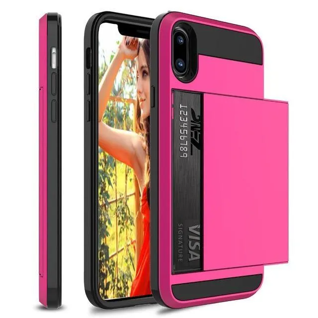 Hybrid Armour Case for iPhone Wallet Case Card Holder