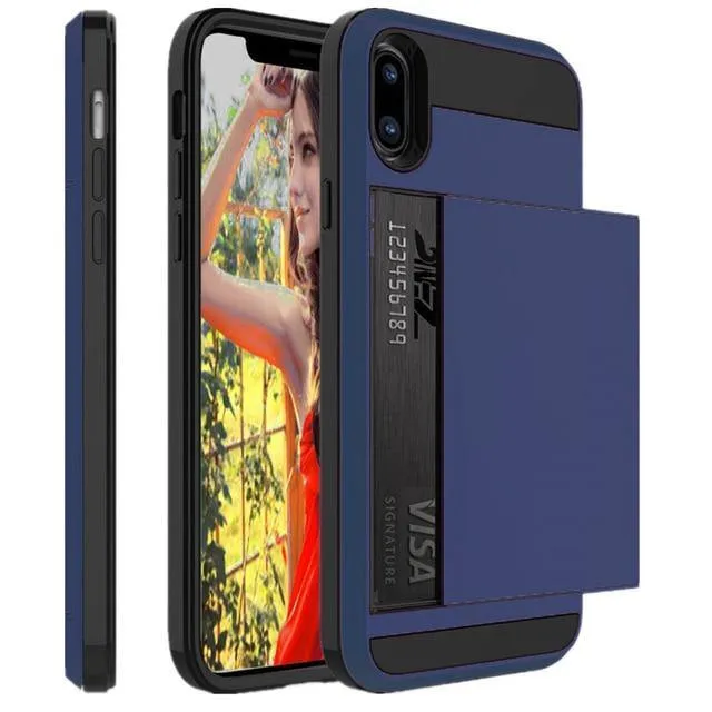 Hybrid Armour Case for iPhone Wallet Case Card Holder