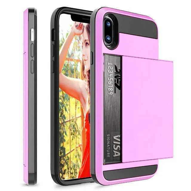 Hybrid Armour Case for iPhone Wallet Case Card Holder