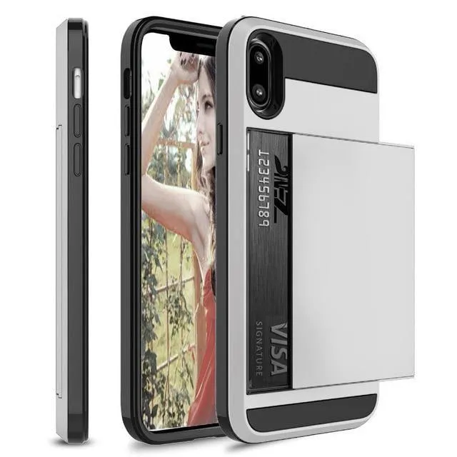 Hybrid Armour Case for iPhone Wallet Case Card Holder