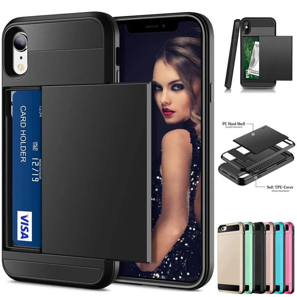 Hybrid Armour Case for iPhone Wallet Case Card Holder