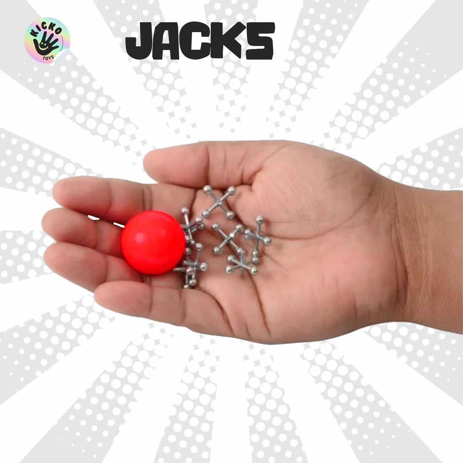 Kicko Metal Jacks Set - 12 Sets per Order - Metallic Jacks and Bouncy Ball Set - for Party