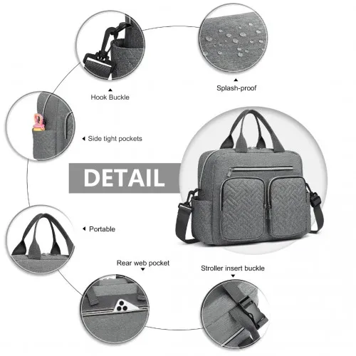 Kono Durable & Functional Changing Tote Bag - Grey | Perfect for On-the-Go Parents