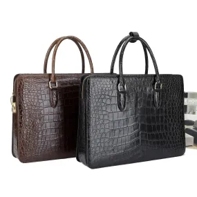 Large Crocodile Leather Laptop Business Briefcase With Password Code Lock