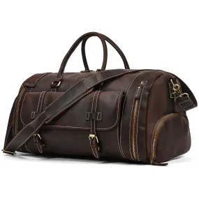 Large Size Weekend Bag Leather Travel Bag with Shoes Compartment Duffel Bag