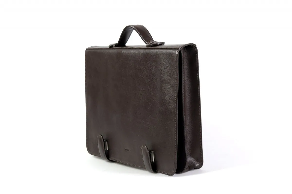 Leather Briefcase - Soft Leather Conference Case - Walnut Brown