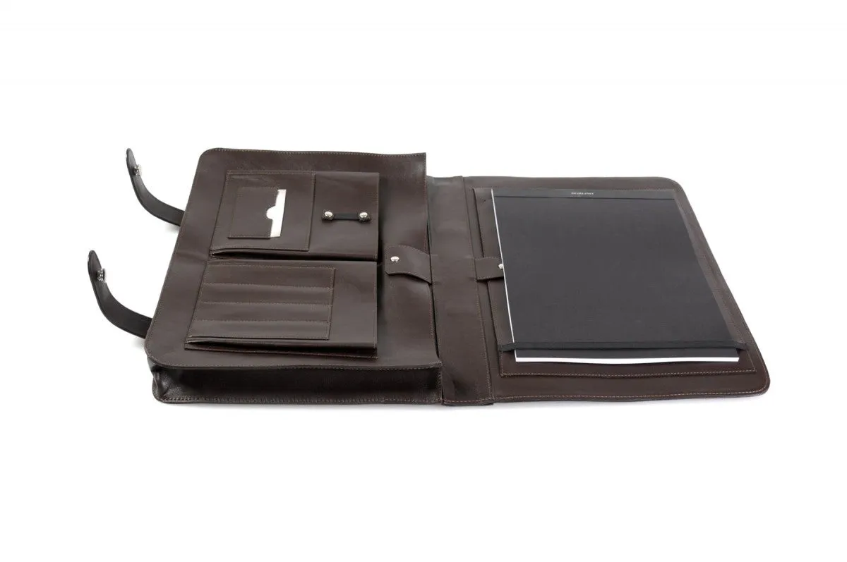 Leather Briefcase - Soft Leather Conference Case - Walnut Brown