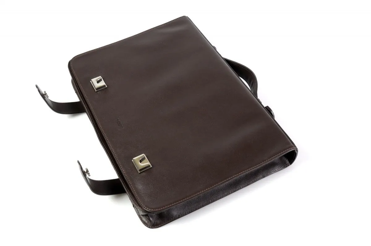 Leather Briefcase - Soft Leather Conference Case - Walnut Brown