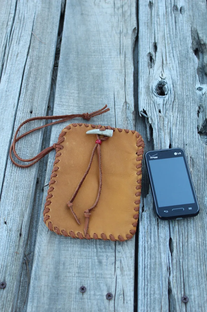 Leather cell phone bag, handmade phone bag