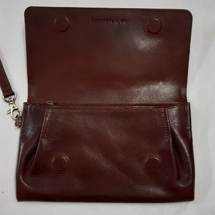 LEATHER CLUTCH WALLET BAG TOFFEE