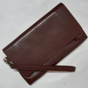 LEATHER CLUTCH WALLET BAG TOFFEE