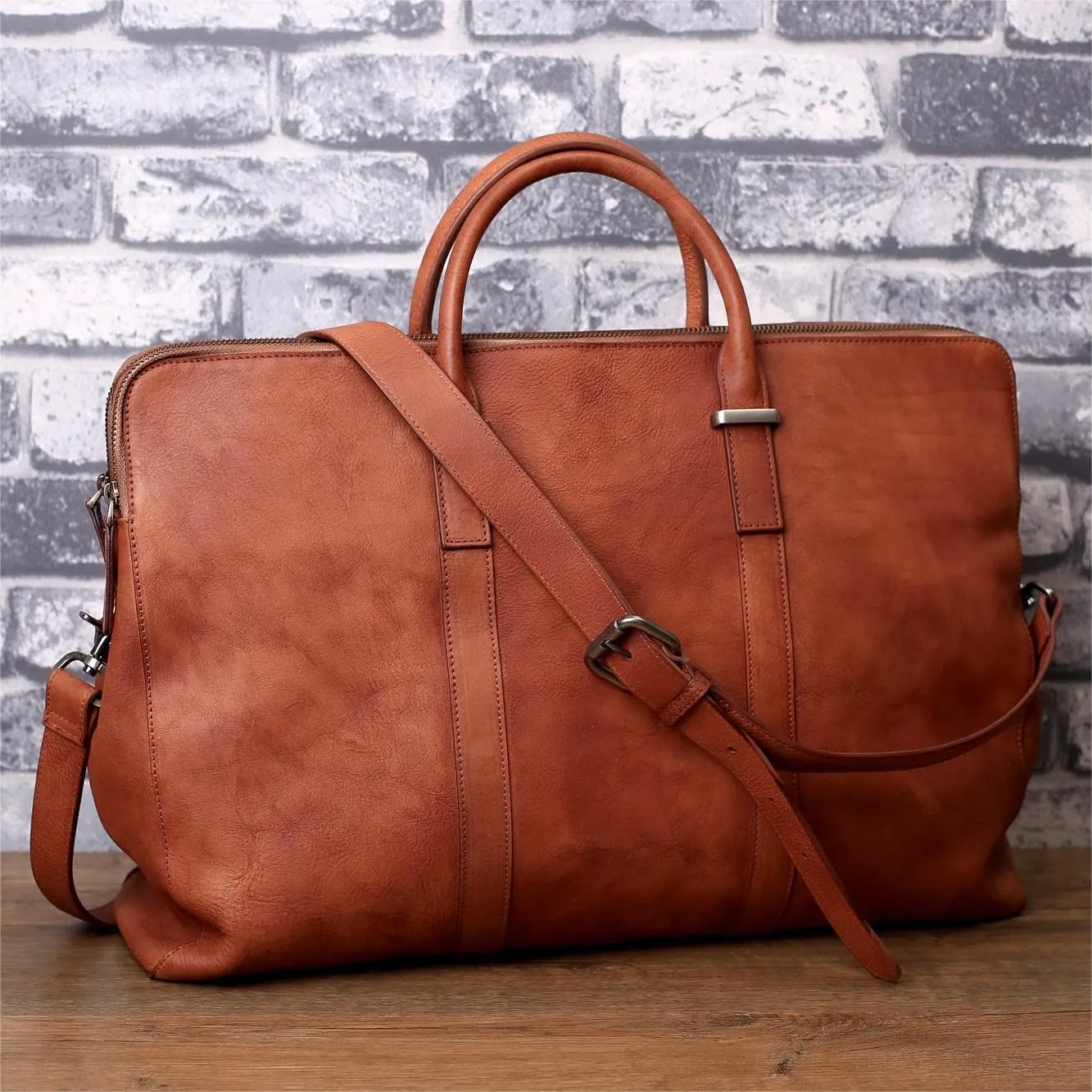 Leather Men's Portfolio, Men's Leather Briefcase, Laptop Bag, Leather Office Bag