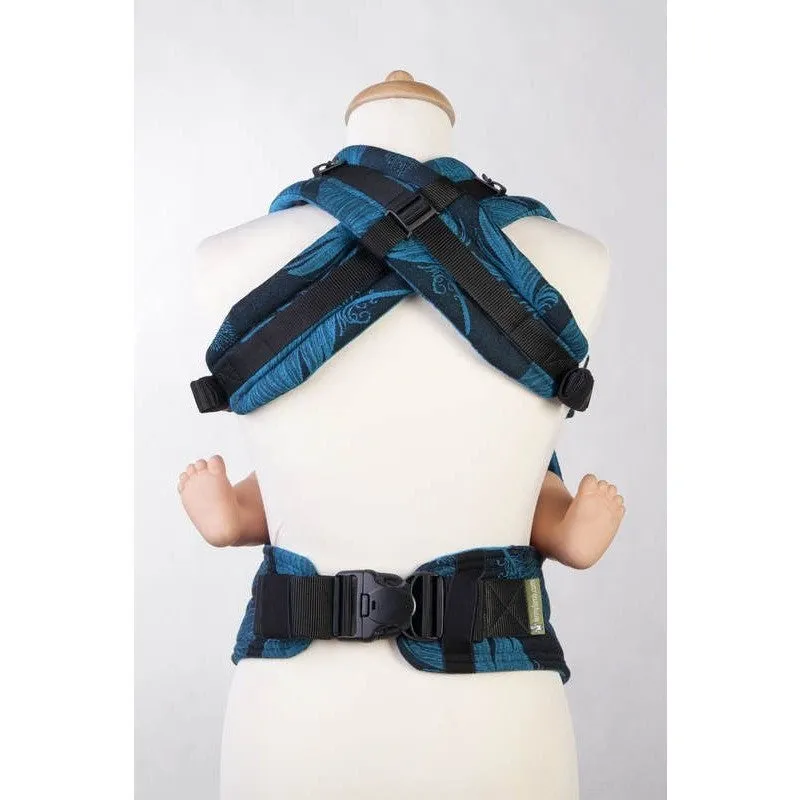 Lenny Lamb Ergonomic Carrier (BABY) - Feathers Turquoise & Black - Second Generation.