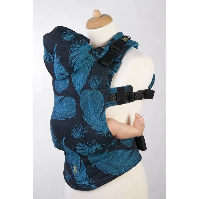 Lenny Lamb Ergonomic Carrier (BABY) - Feathers Turquoise & Black - Second Generation.