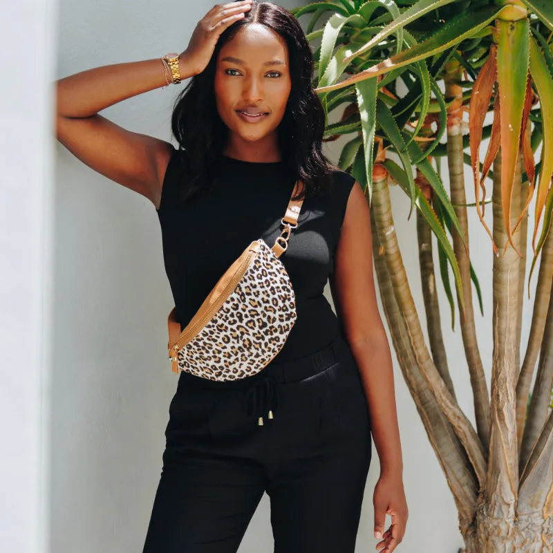 Leopard Leather Bum Bag (w Gold Fittings)