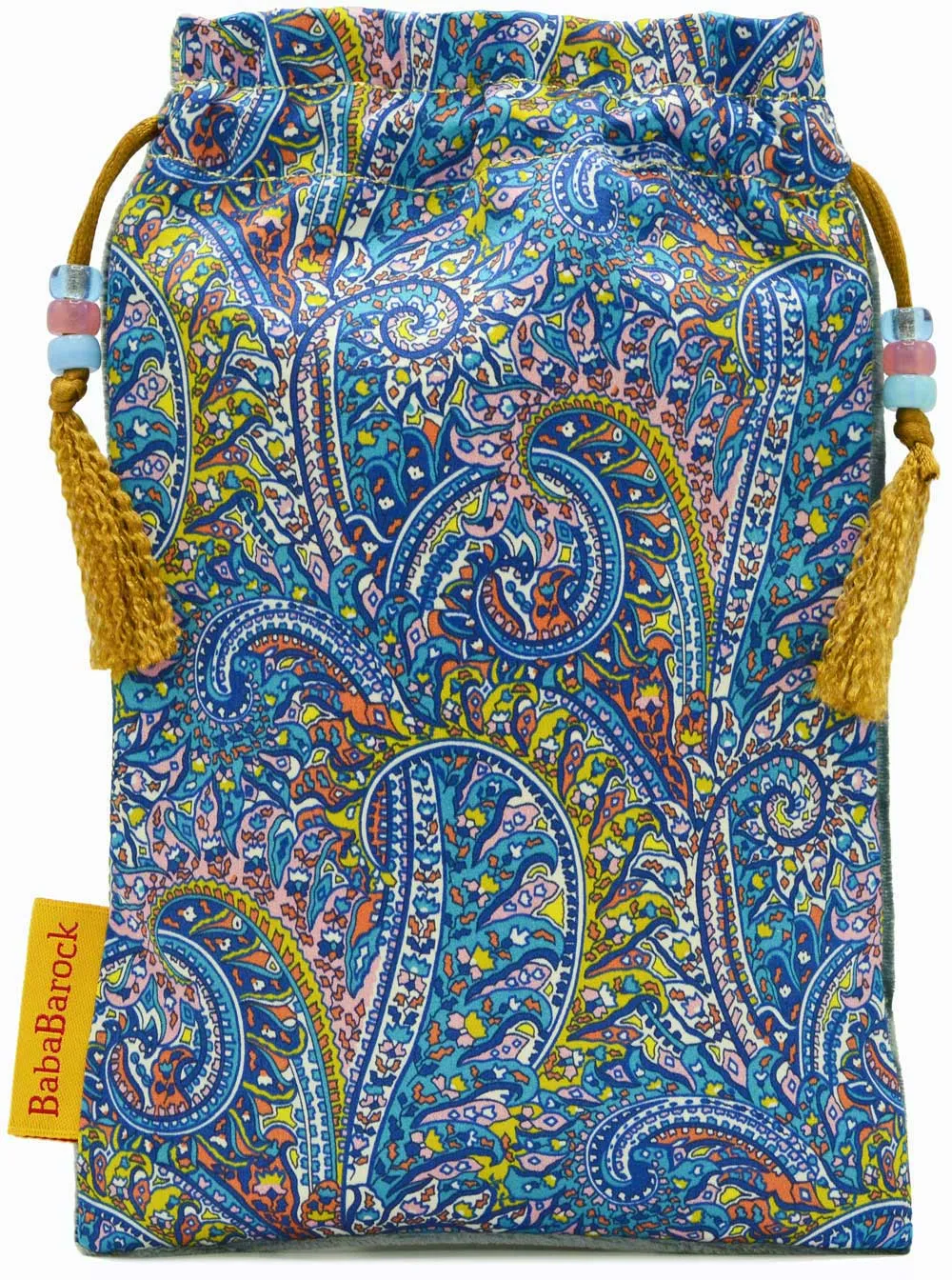 Liberty of London - paisley silk print with blue teal silk velvet