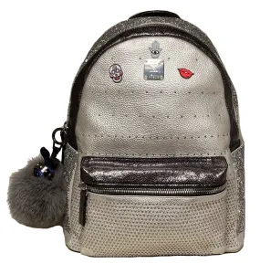 MCM Special Edition Silver Leather Swarovski Crystal Backpack with Rabbit Charm