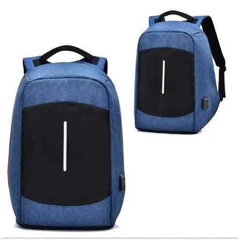 Men Canvas Multifunction Sport Bag Casual Anti Theft 17" Backpack with USB Charging Port