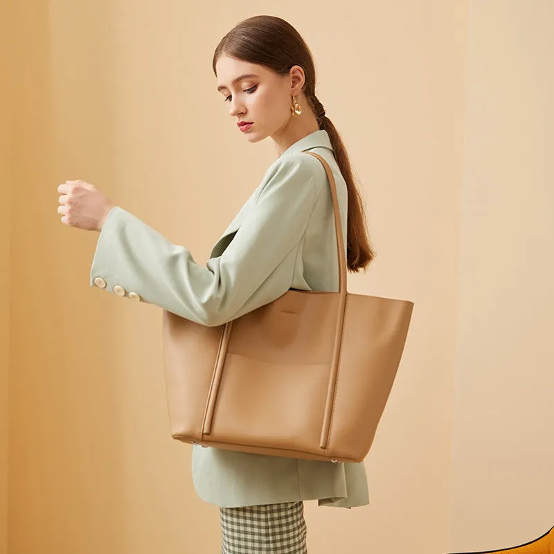 Minimalist Women Leather Tote Bag Single Shoulder Bag Everyday Use Shopping Handbag Large Capacity Gift for Her