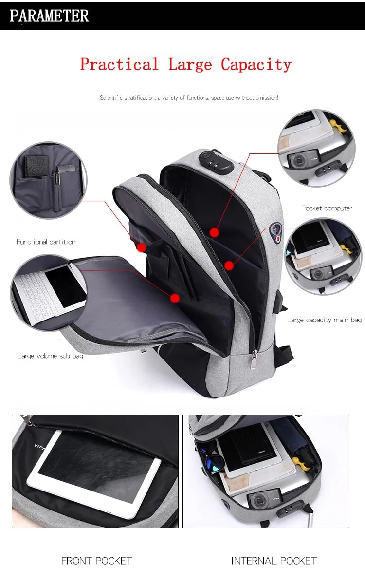 Multifunctional Anti Shock Backpack with USB and Headphone Port