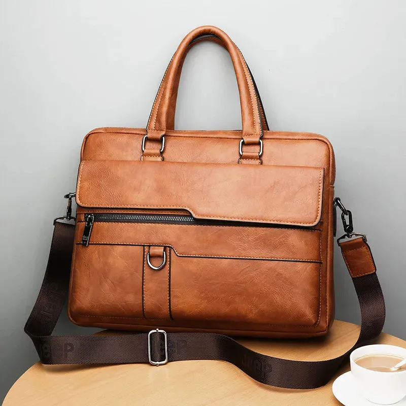 New Men Briefcase Bag Classical Retro PU Leather Luxury Brand Business Handbag Male Crossbody Shoulder Bag Laptop Computer Case